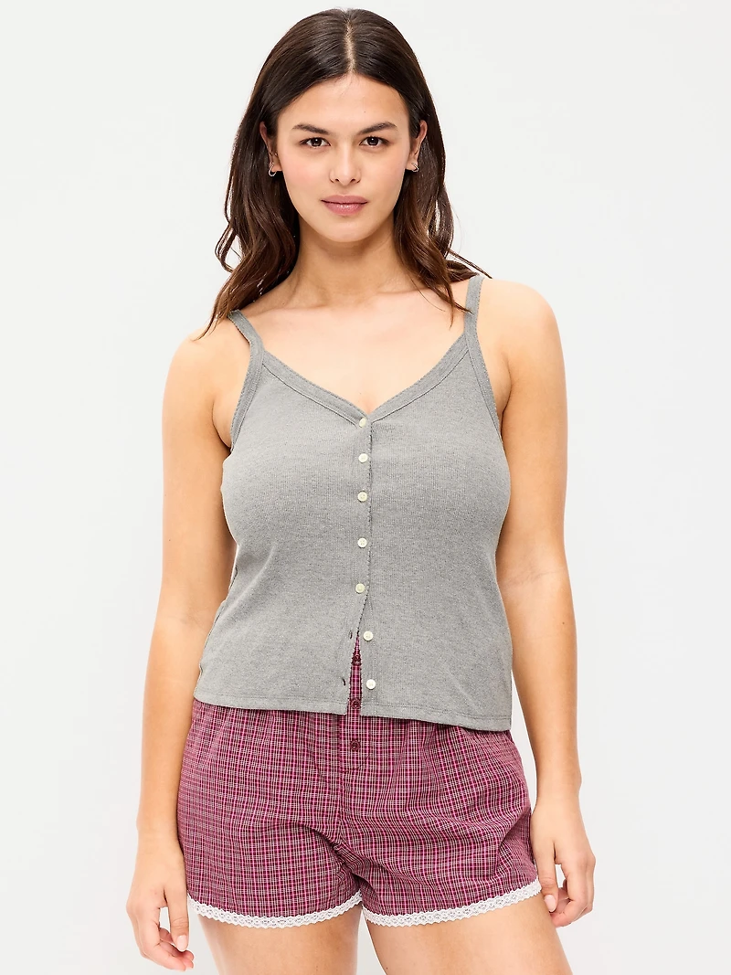 Button-Front Cami Tank Top