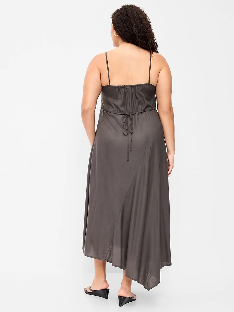 Fit & Flare Tie-Back Asymmetrical Midi Dress