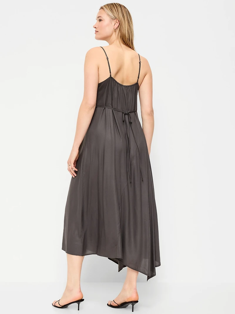 Fit & Flare Tie-Back Asymmetrical Midi Dress
