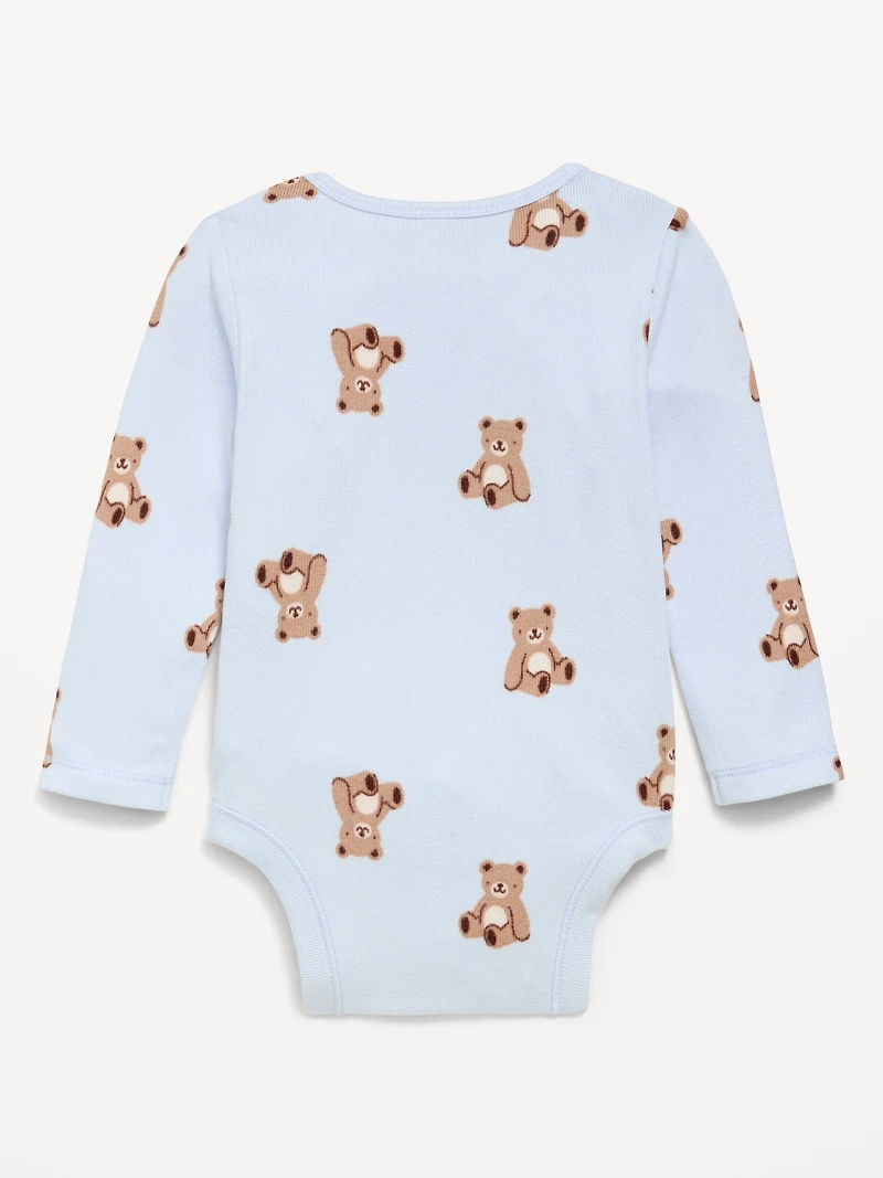SoftMode Printed Long-Sleeve Ribbed Bodysuit for Baby