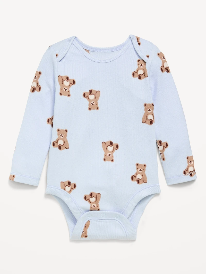 SoftMode Printed Long-Sleeve Ribbed Bodysuit for Baby