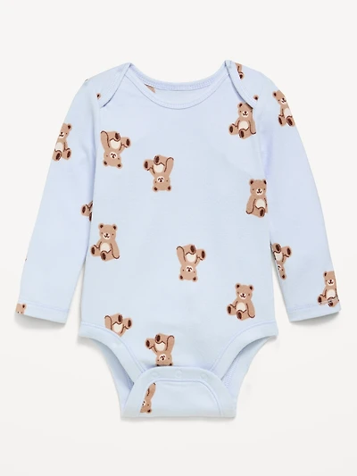 SoftMode Printed Long-Sleeve Ribbed Bodysuit for Baby