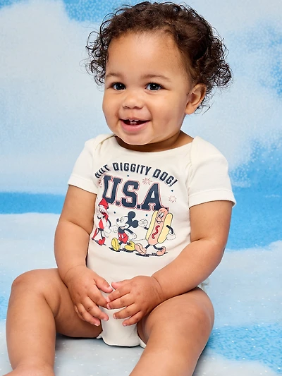 Old Navy x Disney Mickey Mouse Short-Sleeve Unisex Graphic Bodysuit for Baby