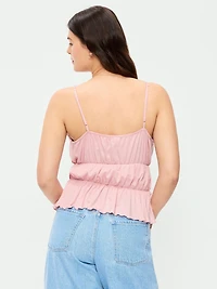 Lace-Trim Smocked-Waist Tank Top