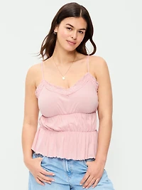 Lace-Trim Smocked-Waist Tank Top