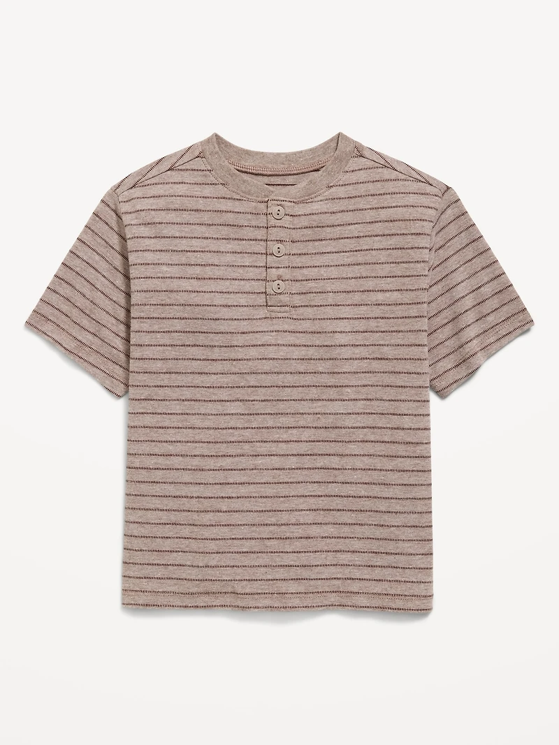 Short-Sleeve Textured Striped Henley T-Shirt for Toddler Boys