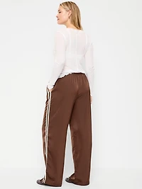 High-Waisted Satin Track Pants
