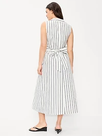 Sleeveless Wrap-Waist Midi Shirt Dress