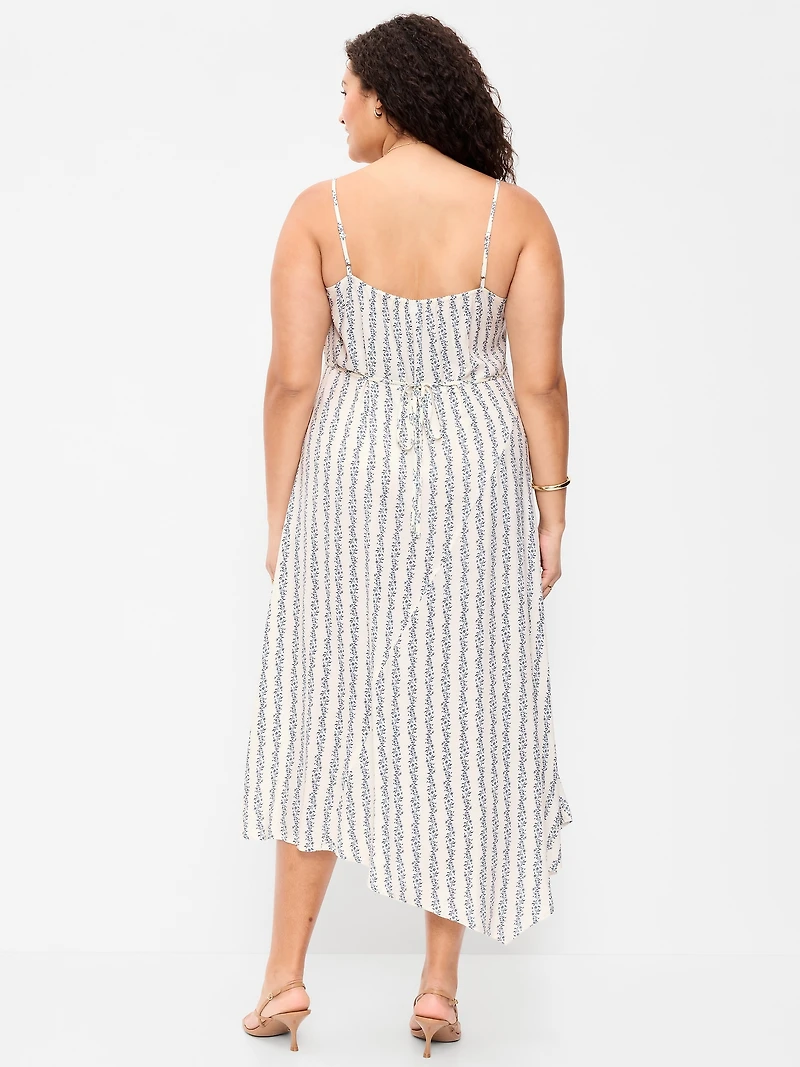 Fit & Flare Tie-Back Asymmetrical Midi Dress