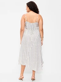 Fit & Flare Tie-Back Asymmetrical Midi Dress