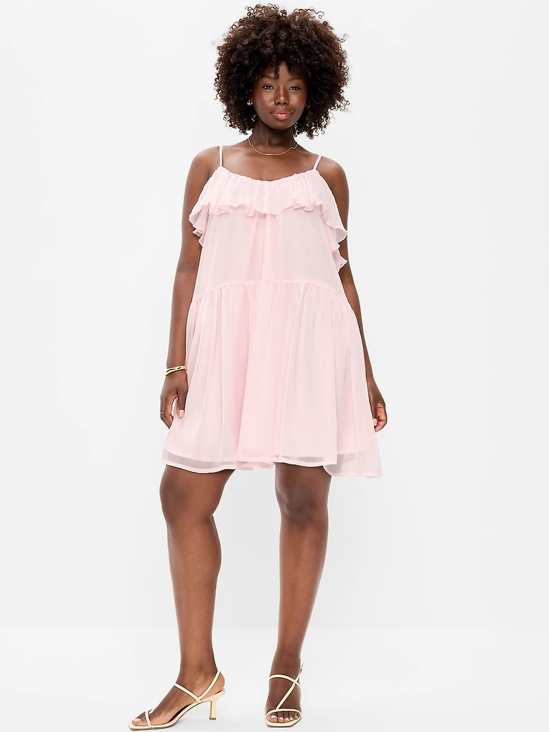 Ruffle-Front Flounce Mini Dress