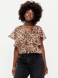 Tiered Ruffle Tie-Front Top