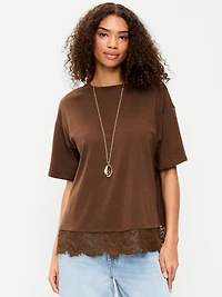 Oversized Lace Hem T-Shirt