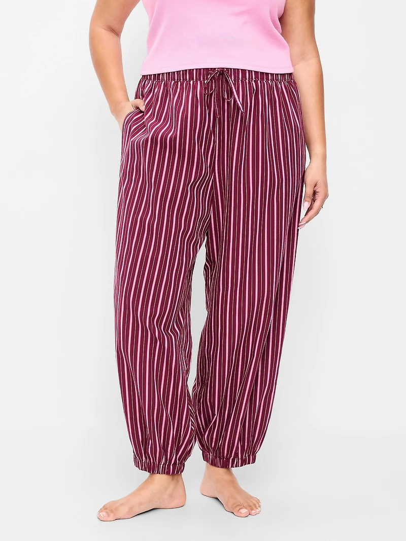 Cinched Poplin Balloon Pants