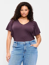 V-Neck Flutter Sleeve Top