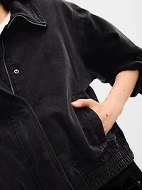 Funnel-Neck Denim Jacket