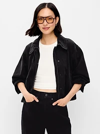 Funnel-Neck Denim Jacket
