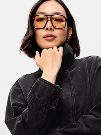 Funnel-Neck Denim Jacket