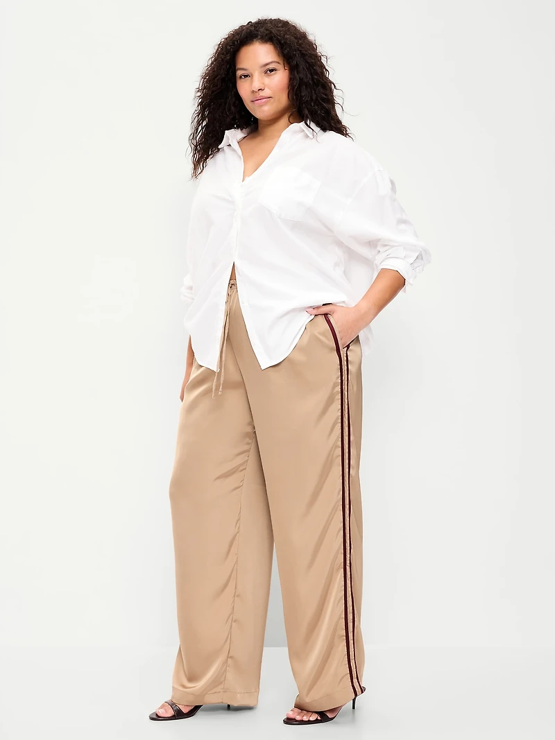 High-Waisted Satin Track Pants