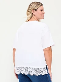 Oversized Lace Hem T-Shirt
