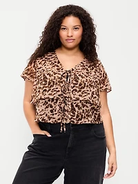 Tiered Ruffle Tie-Front Top