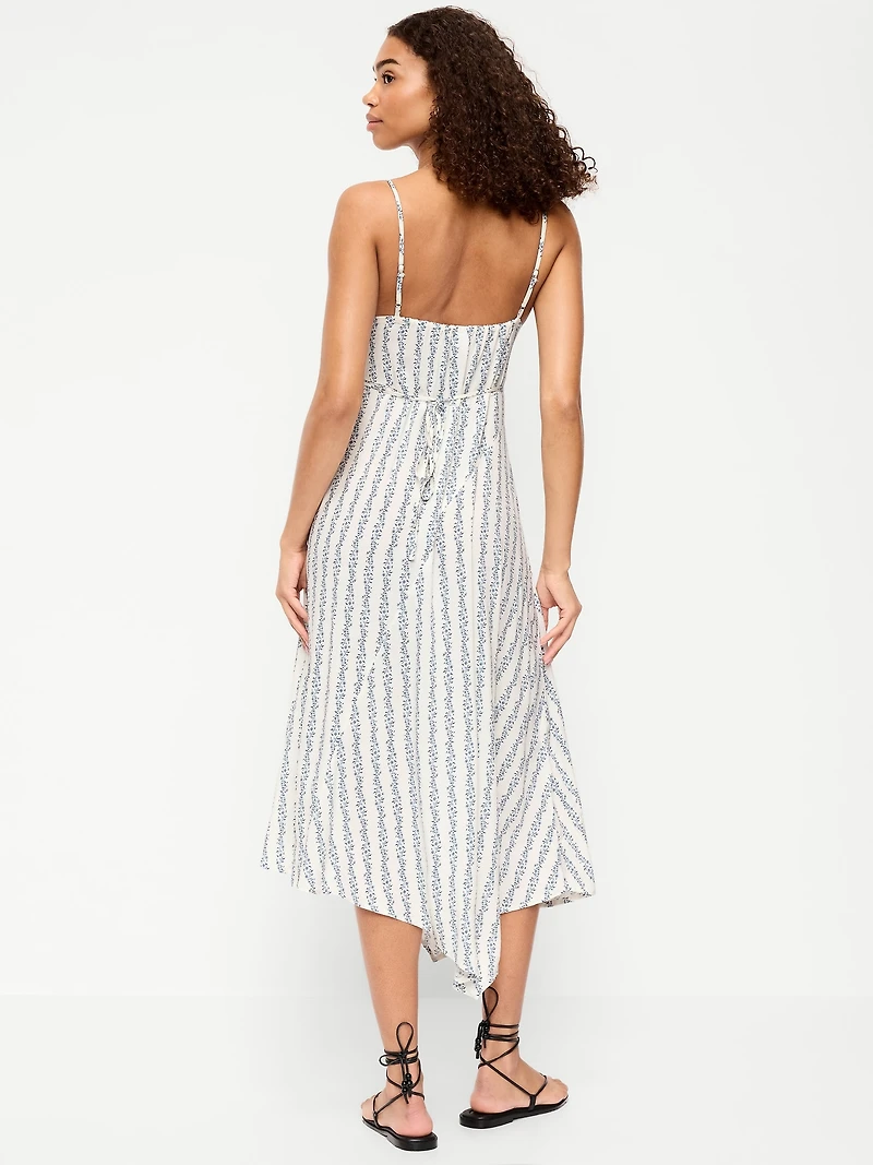Fit & Flare Tie-Back Asymmetrical Midi Dress