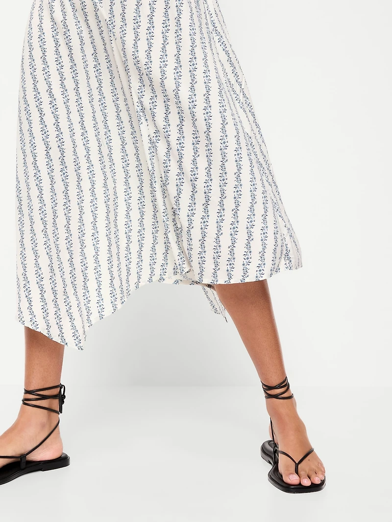 Fit & Flare Tie-Back Asymmetrical Midi Dress