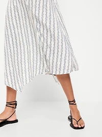 Fit & Flare Tie-Back Asymmetrical Midi Dress
