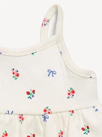 Printed Ribbed Tiered Bodysuit Dress for Baby