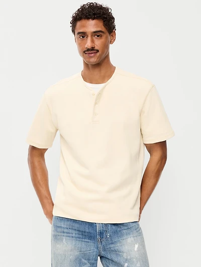 Garment-Dyed Henley Sweater T-Shirt