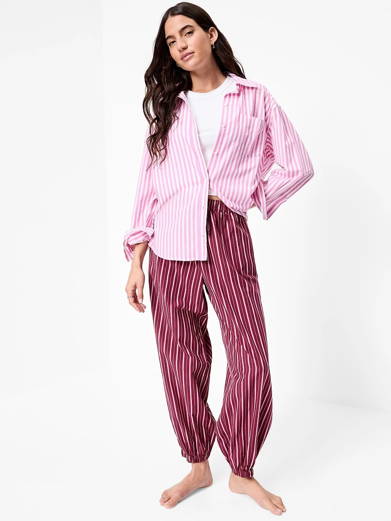 Cinched Poplin Balloon Pants