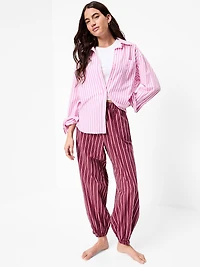 Cinched Poplin Balloon Pants