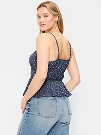 Lace-Trim Smocked-Waist Tank Top