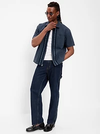 Loose Full-Zip Twill Workwear Shirt