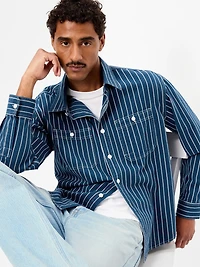 Loose Fit Striped Workwear Shirt