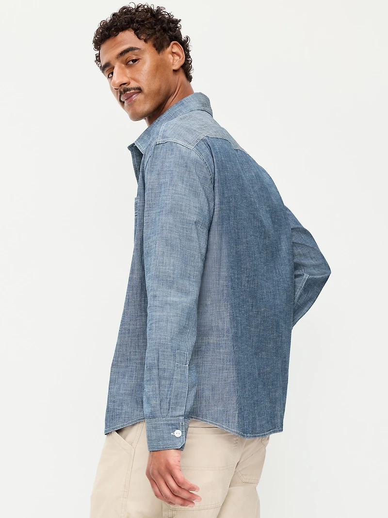 Loose Fit Chambray Workwear Shirt