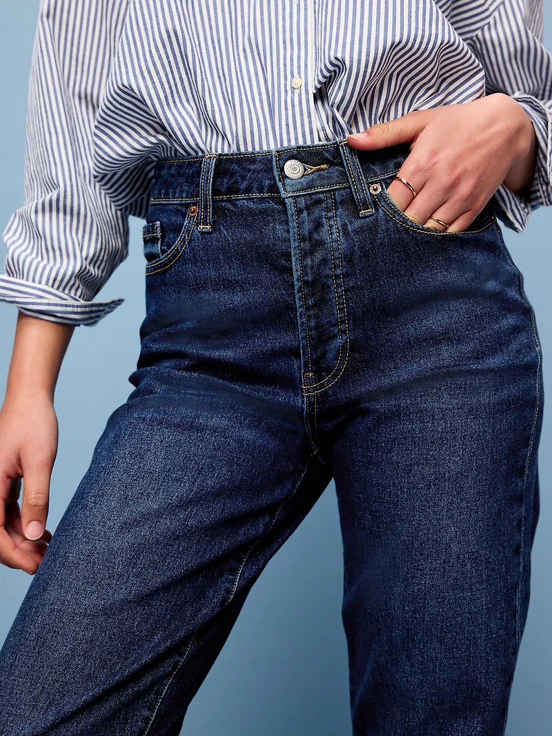 High-Waisted Button-Fly OG Straight Ankle Jeans