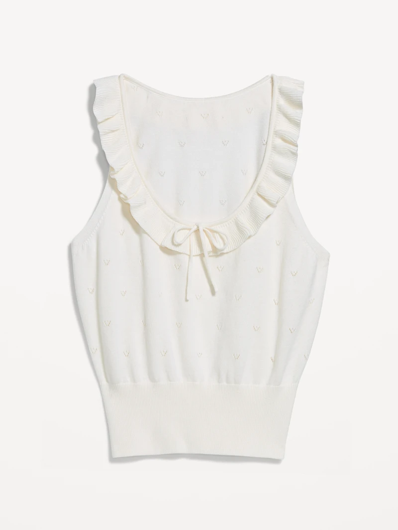SoSoft Cotton Tie-Front Pointelle Tank Top