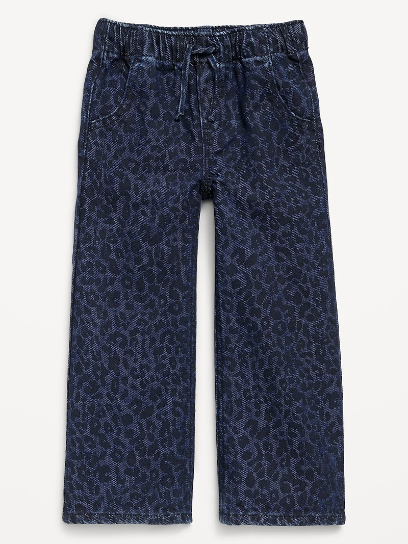 High-Waisted Baggy Wide-Leg Pull-On Jeans for Toddler Girls