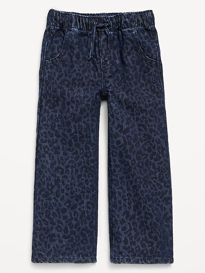 High-Waisted Baggy Wide-Leg Pull-On Jeans for Toddler Girls