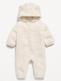 Long-Sleeve Critter Sherpa Hooded One-Piece for Baby