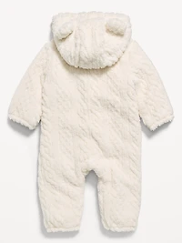 Long-Sleeve Critter Sherpa Hooded One-Piece for Baby