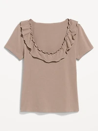 Lettuce-Edge Scoop-Neck Top