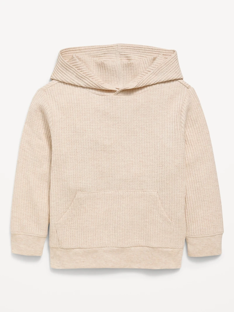 Waffle-Knit Pullover Hoodie for Toddler Boys