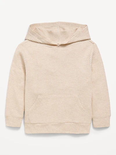 Waffle-Knit Pullover Hoodie for Toddler Boys