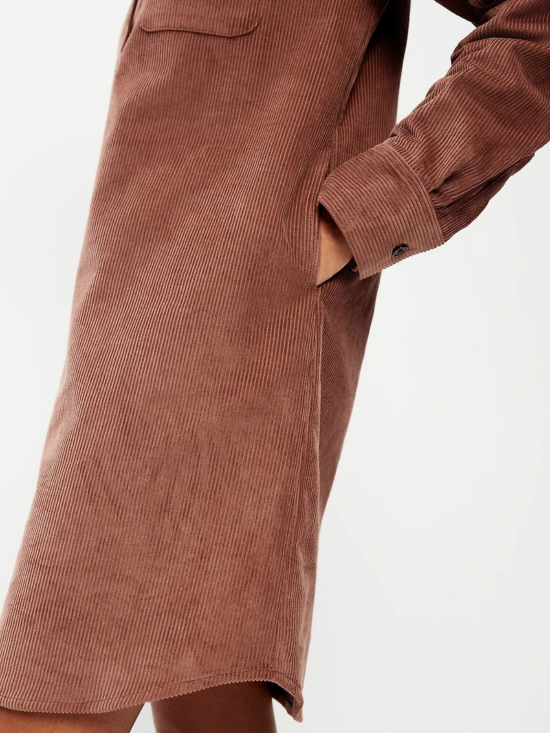 Long-Sleeve Button-Down Mini Shirt Dress