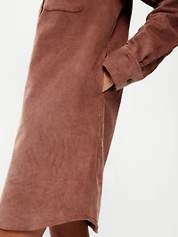 Long-Sleeve Button-Down Mini Shirt Dress