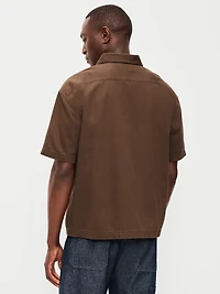Loose Full-Zip Herringbone Workwear Shirt