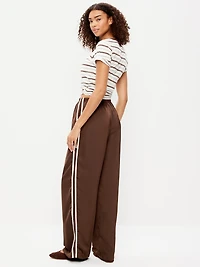 High-Waisted Satin Track Pants