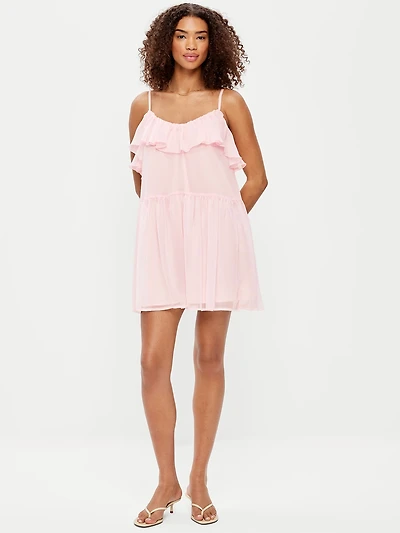 Ruffle-Front Flounce Mini Dress